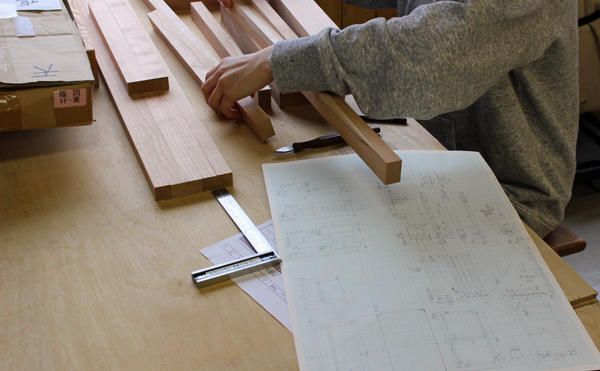 方眼紙に書いた図面