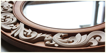 彫刻の丸鏡